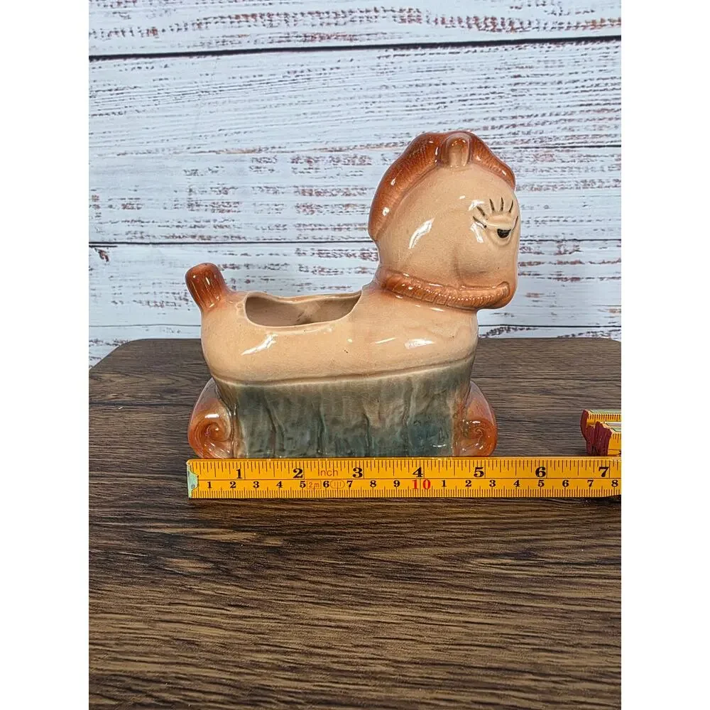 VTG Ceramic Horse Planter Woodland Animal Brown Glazed